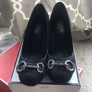 Coach “Issy” Black Suede Signature C Wedge 7M